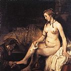Portrait of Rembrandt Paintings - Bathsheba at Her Bath by Rembrandt